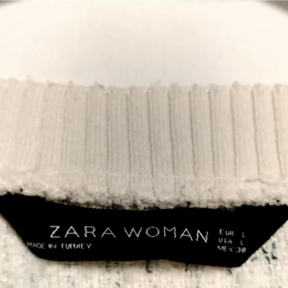 Zara Woman Size Large Blue Gray White Knit Tie Waist Multi Layer - Picture 6 of 7